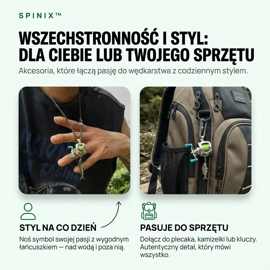 Mini Kołowrotek™ — Naszyjnik Wędkarski z Ruchomą Korbką